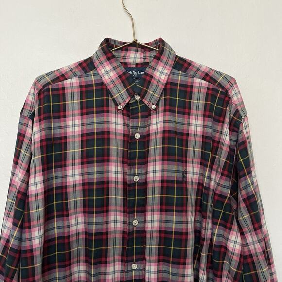 Ralph Lauren Mens Blake Plaid Button Up Shirt Size L Green Country Equestrian - Picture 3 of 7